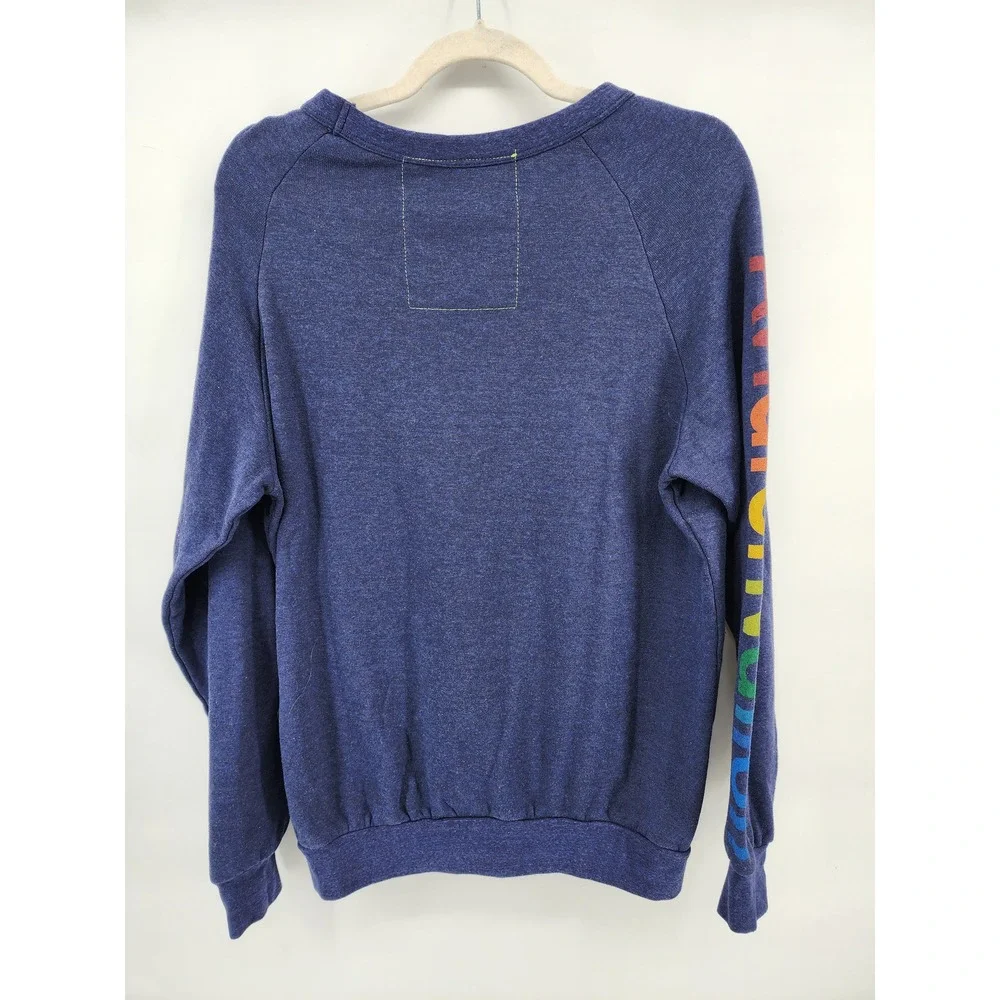 Aviator Nation Venice CA Rainbow Surfer‎ Crewneck Sweatshirt Blue Mens Medium